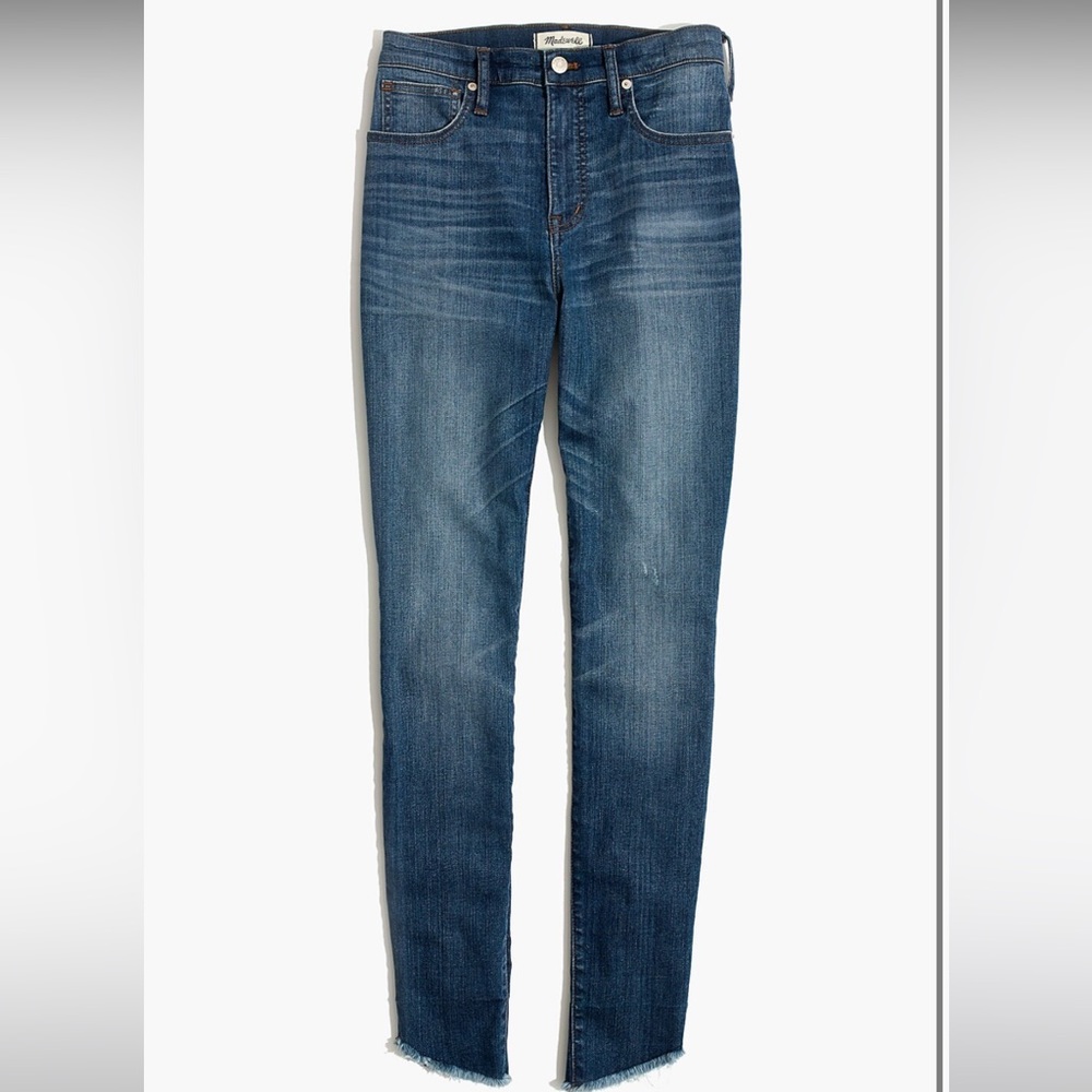 Madewell 10” high rise skinny jeans tulip hem raw